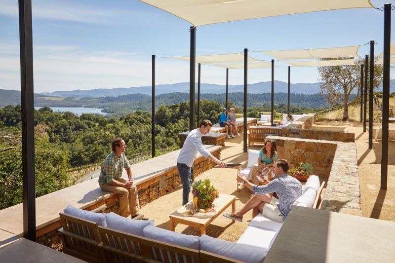 Amizetta Winery outdoor tasting room with a view, Napa Valley