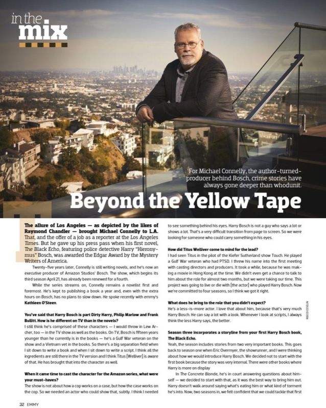 Michael Connelly, author for Emmy Magazine